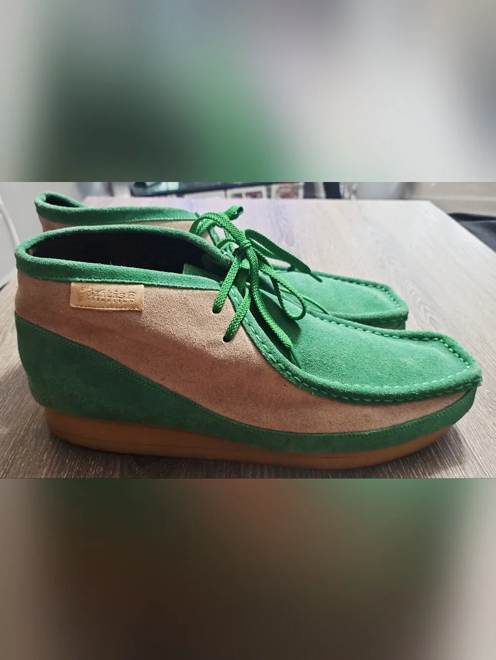 Mens British Collection Walkers New Castle 2 Suede Combo Green/Beige size 10.5